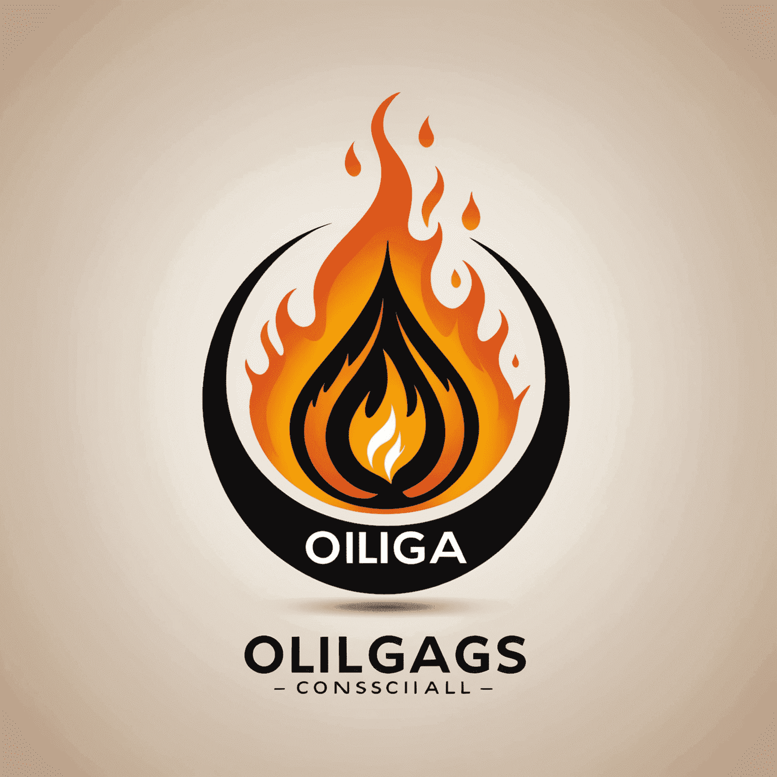 OilGas Consult Logo - A stylized oil drop and flame icon with the company name