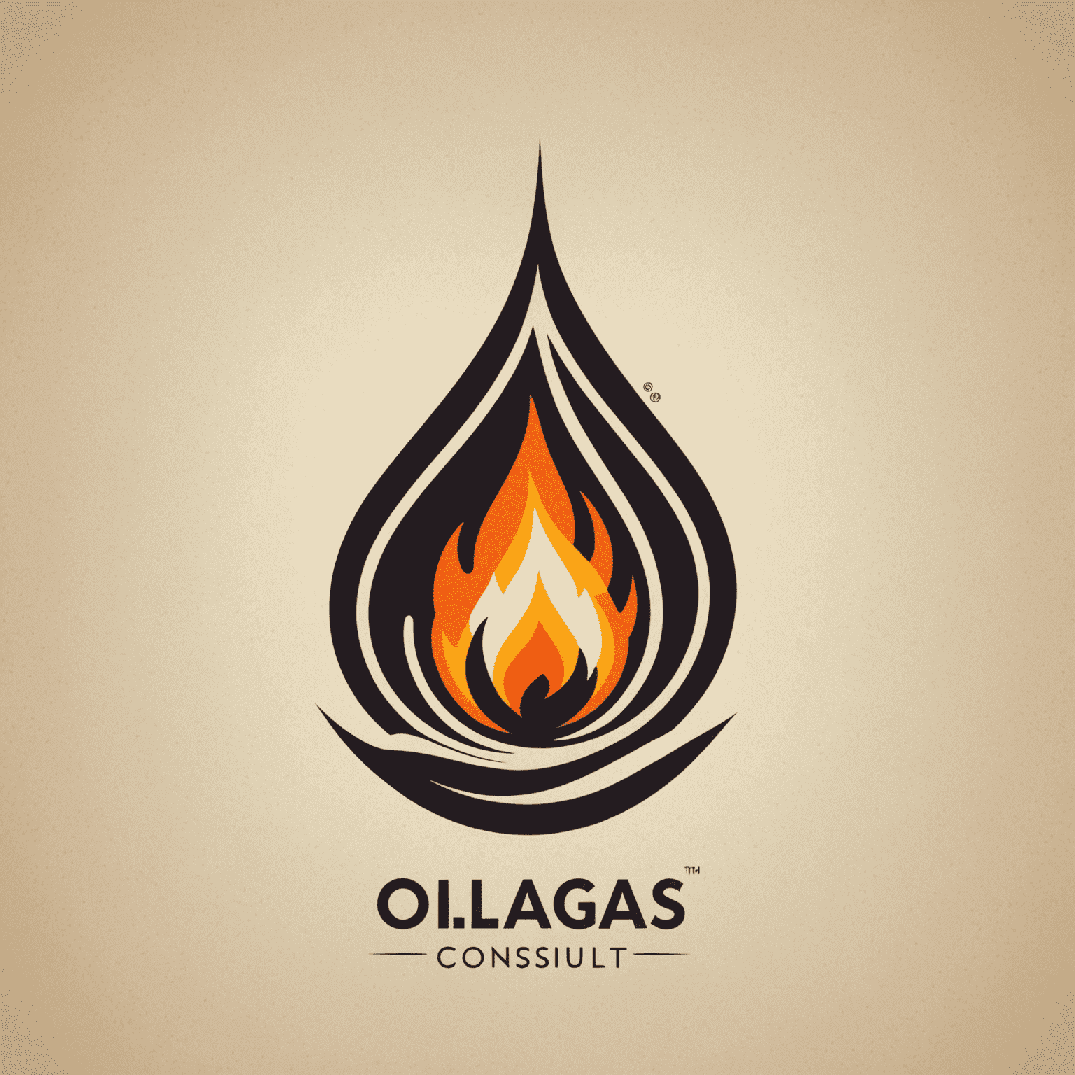 OilGas Consult Logo - A stylized oil drop and flame icon with the company name