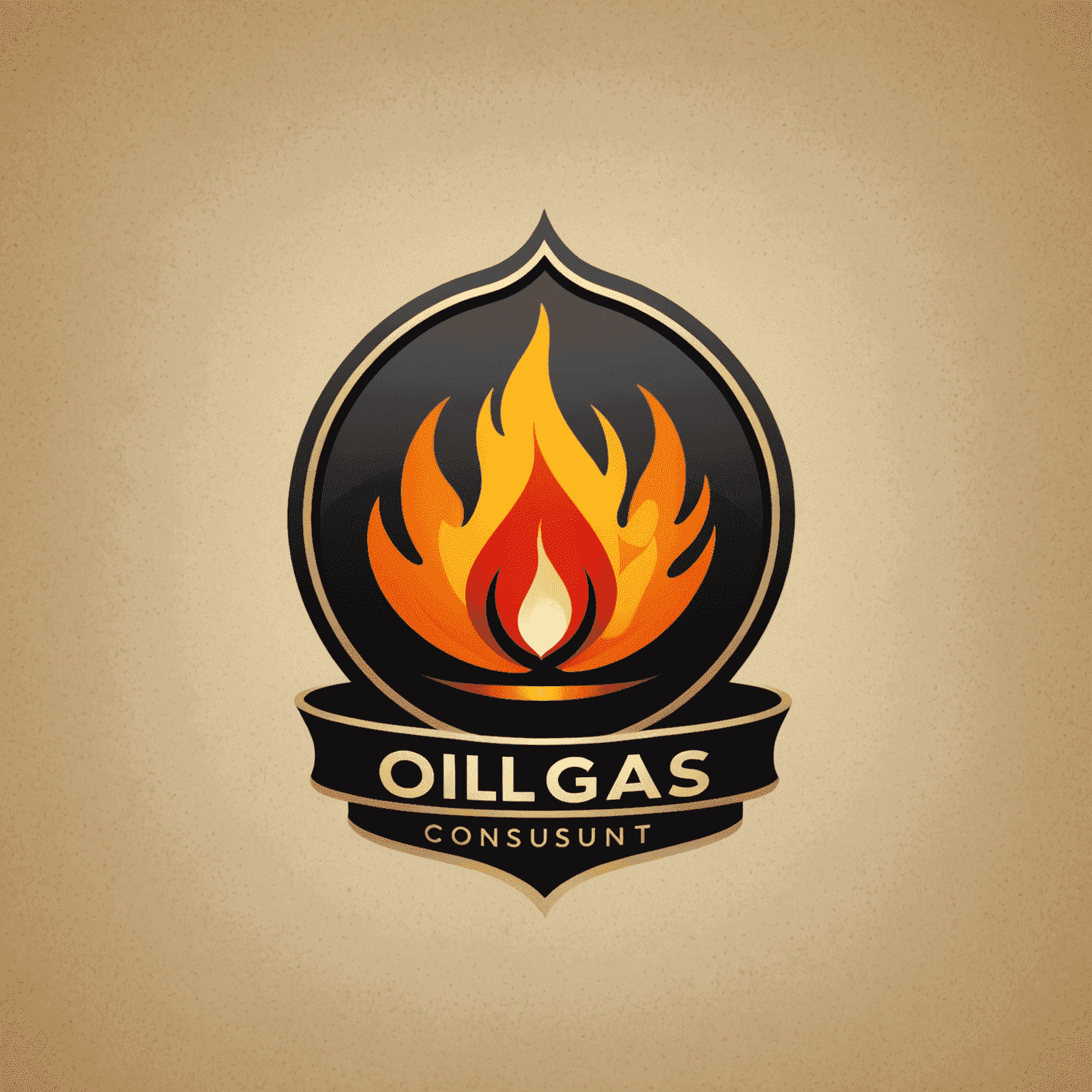 OilGas Consult Logo - A stylized oil drop and flame icon with the company name