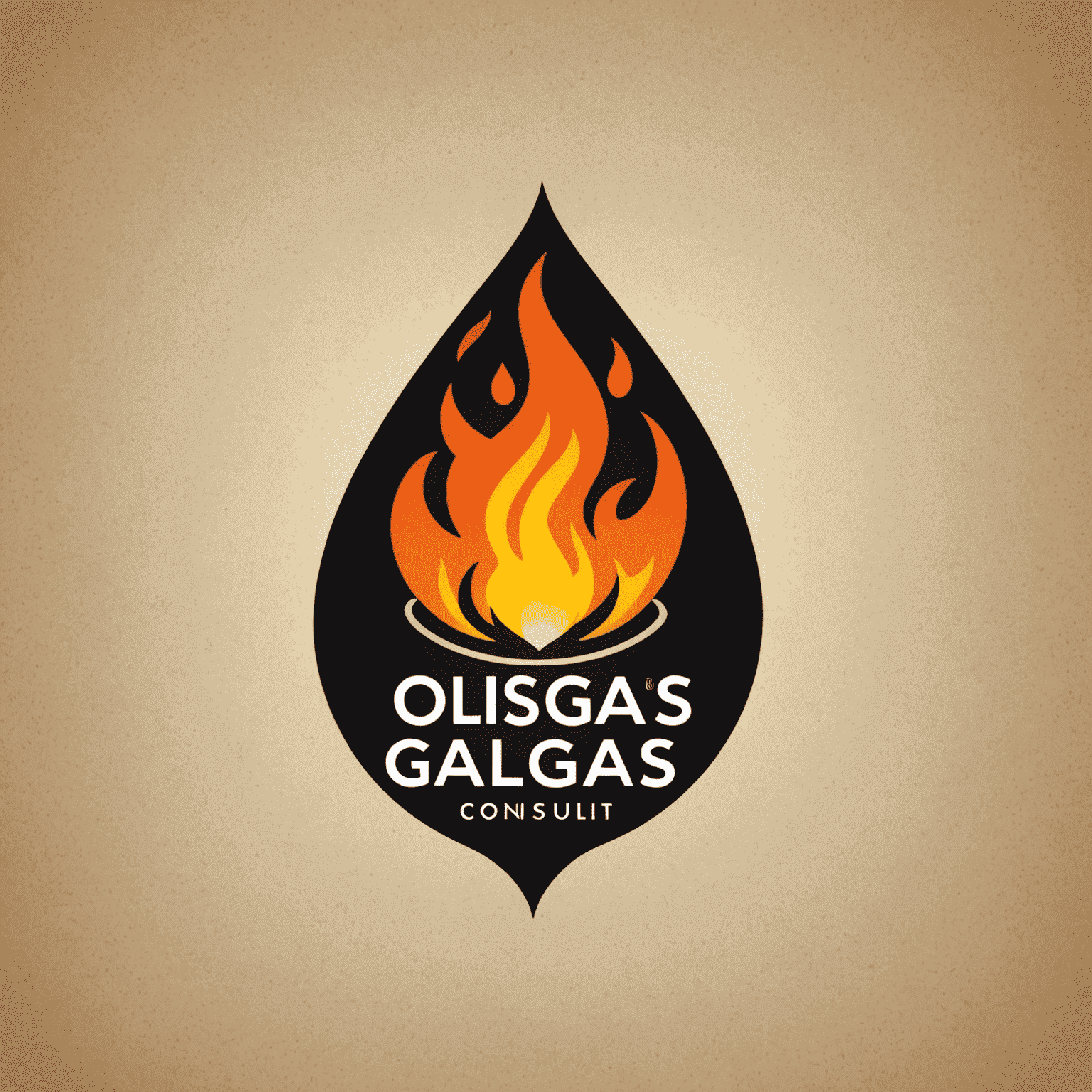 OilGas Consult Logo - A stylized oil drop and flame icon with the company name