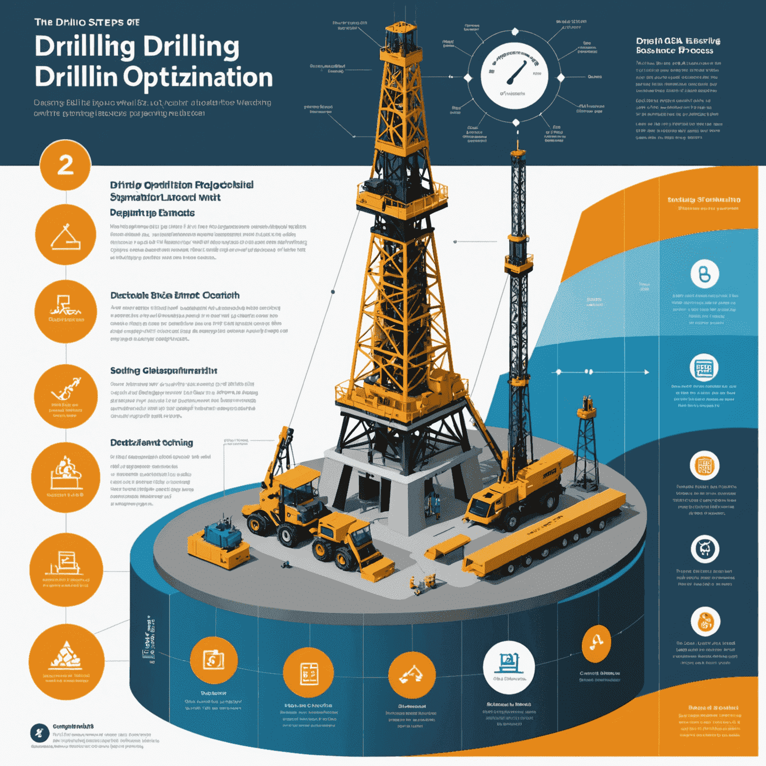 Infographic showing the five steps of the drilling optimization process, with icons representing each stage